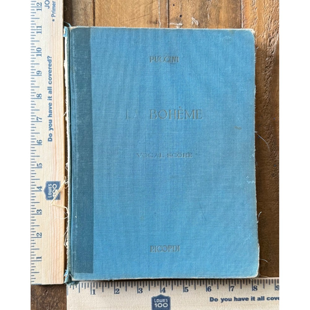 Puccini La Boheme Vocal Score Ricordi Vintage Blue Hardcover Italian English